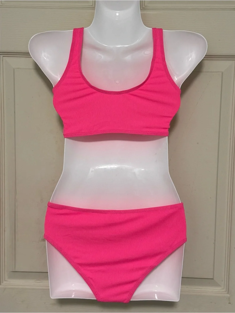 Kids Colorblock Twist Front Bikini - Orange/Yellow Top with Pink Bottom